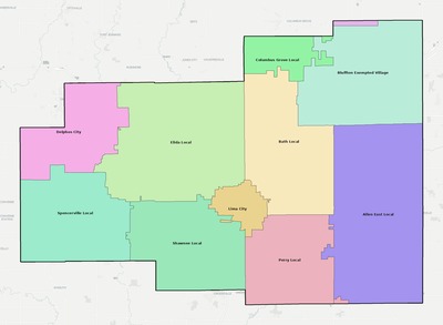 Allen County OH school district boundaries map
