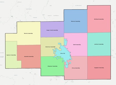 Allen County OH townships and subdivisions map