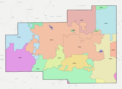 Allen County OH ZIP code boundaries map
