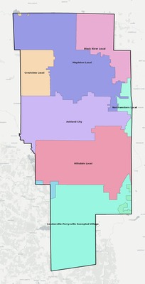 Ashland County OH school district boundaries map