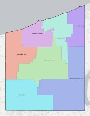 Ashtabula County OH school district boundaries map