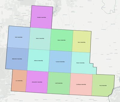Athens County OH townships and subdivisions map