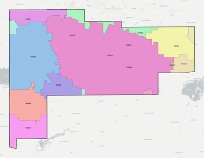 Auglaize County OH ZIP code boundaries map