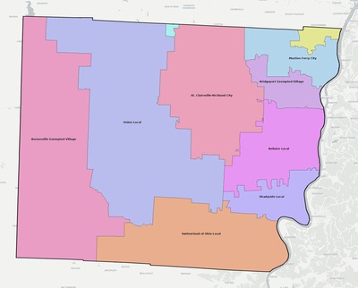 Belmont County OH school district boundaries map