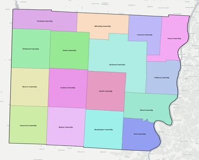 Belmont County OH townships and subdivisions map