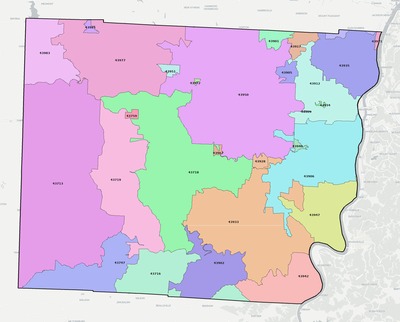 Belmont County OH ZIP code boundaries map