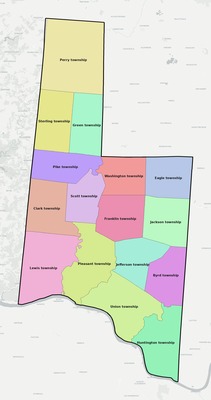 Brown County OH townships and subdivisions map