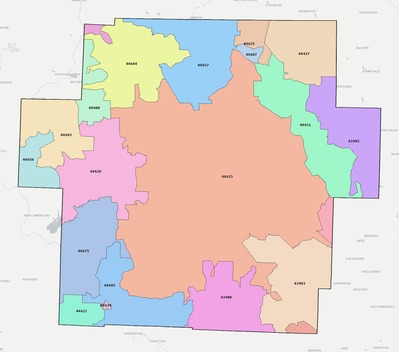 Carroll County OH ZIP code boundaries map