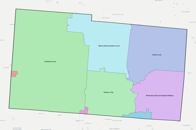 Champaign County OH school district boundaries map
