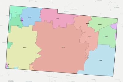 Champaign County OH ZIP code boundaries map