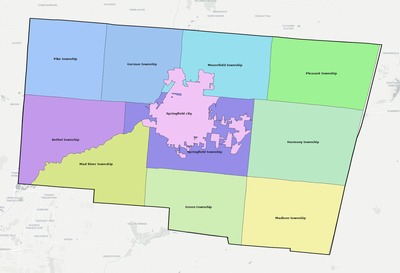 Clark County OH townships and subdivisions map