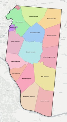 Clermont County OH townships and subdivisions map