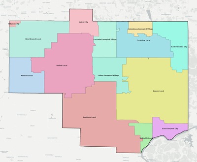 Columbiana County OH school district boundaries map