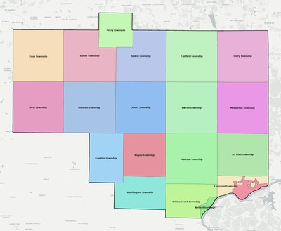 Columbiana County OH townships and subdivisions map
