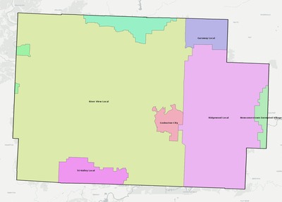 Coshocton County OH school district boundaries map