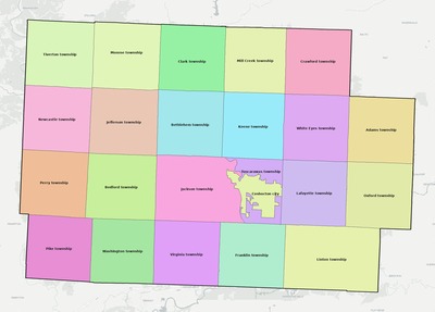 Coshocton County OH townships and subdivisions map