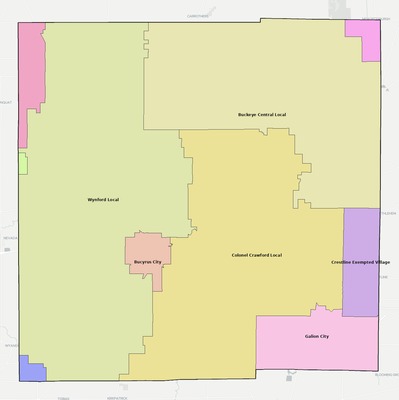 Crawford County OH school district boundaries map