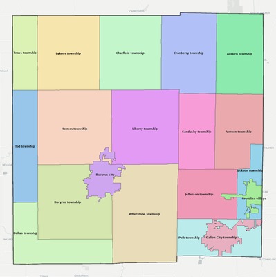 Crawford County OH townships and subdivisions map