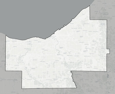 Cuyahoga County OH county basemap context