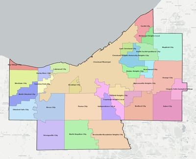Cuyahoga County OH school district boundaries map