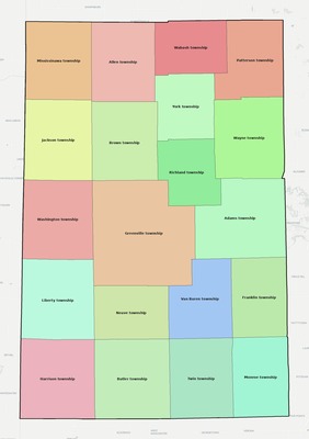Darke County OH townships and subdivisions map