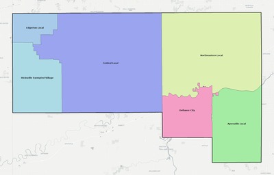 Defiance County OH school district boundaries map