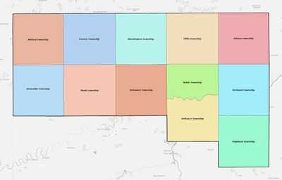 Defiance County OH townships and subdivisions map