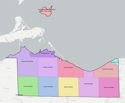Erie County OH townships and subdivisions map