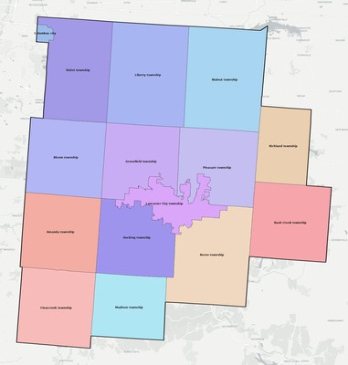 Fairfield County OH townships and subdivisions map