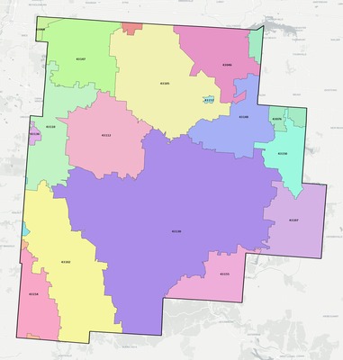 Fairfield County OH ZIP code boundaries map