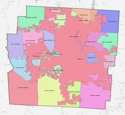 Franklin County OH townships and subdivisions map