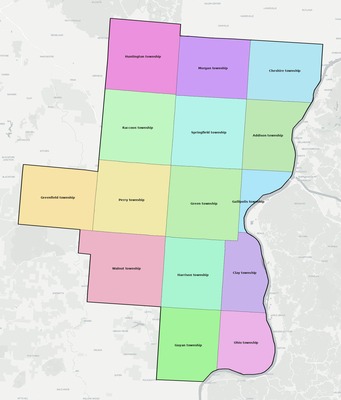 Gallia County OH townships and subdivisions map