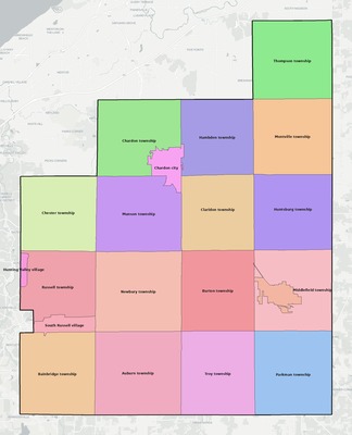 Geauga County OH townships and subdivisions map