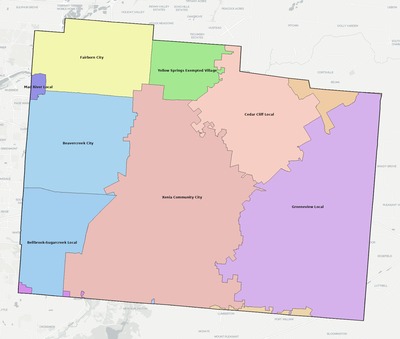 Greene County OH school district boundaries map