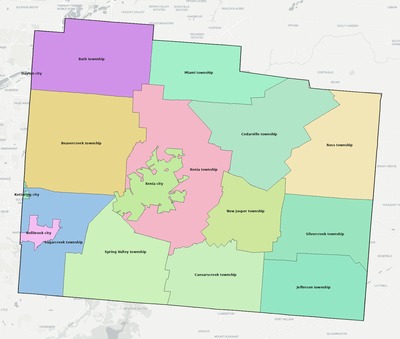 Greene County OH townships and subdivisions map