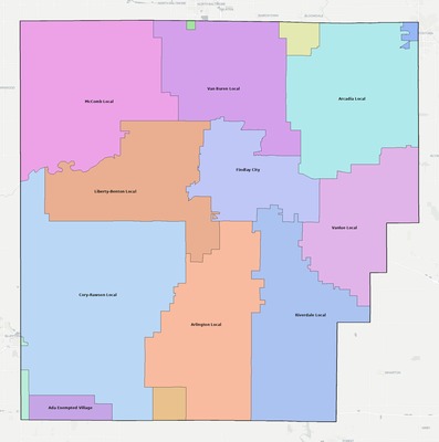 Hancock County OH school district boundaries map