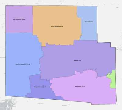 Hardin County OH school district boundaries map