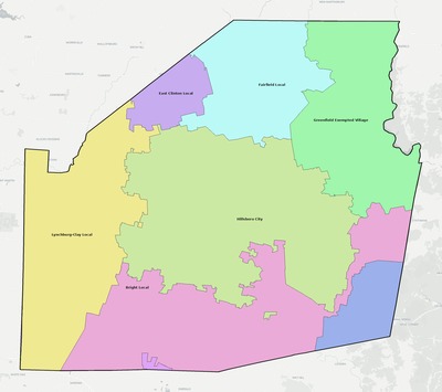 Highland County OH school district boundaries map