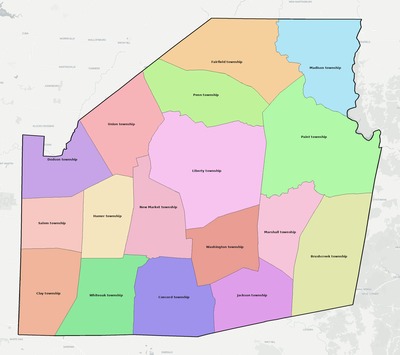 Highland County OH townships and subdivisions map