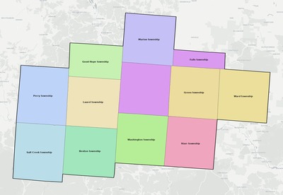 Hocking County OH townships and subdivisions map