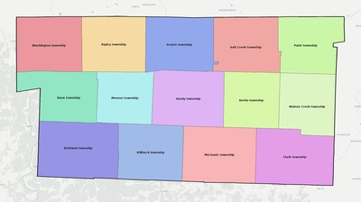 Holmes County OH townships and subdivisions map