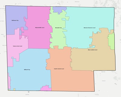 Huron County OH school district boundaries map