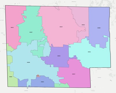 Huron County OH ZIP code boundaries map