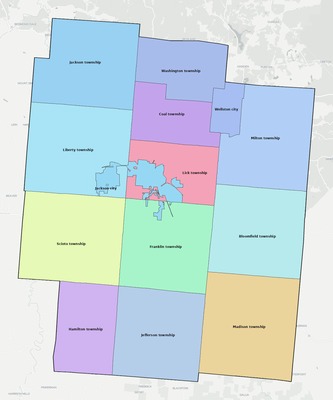 Jackson County OH townships and subdivisions map