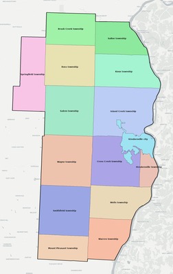 Jefferson County OH townships and subdivisions map