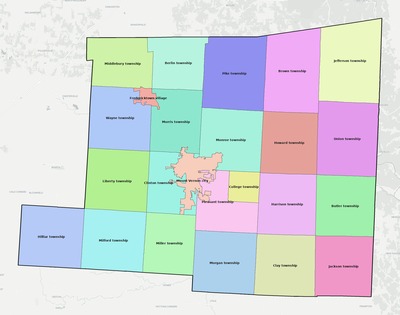 Knox County OH townships and subdivisions map