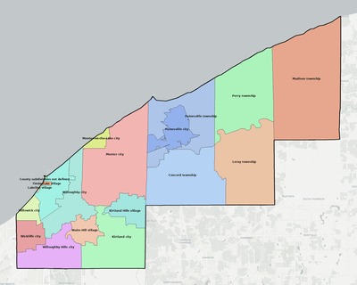 Lake County OH townships and subdivisions map
