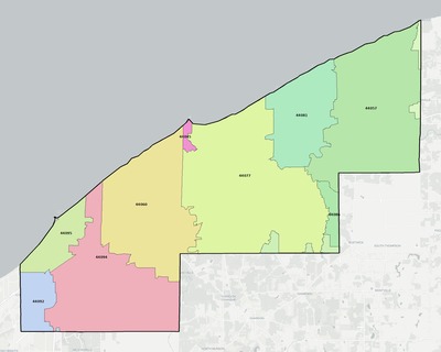 Lake County OH ZIP code boundaries map