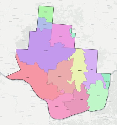 Lawrence County OH ZIP code boundaries map