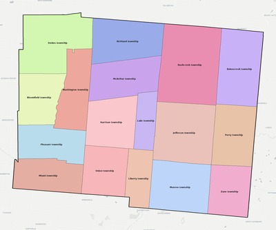 Logan County OH townships and subdivisions map